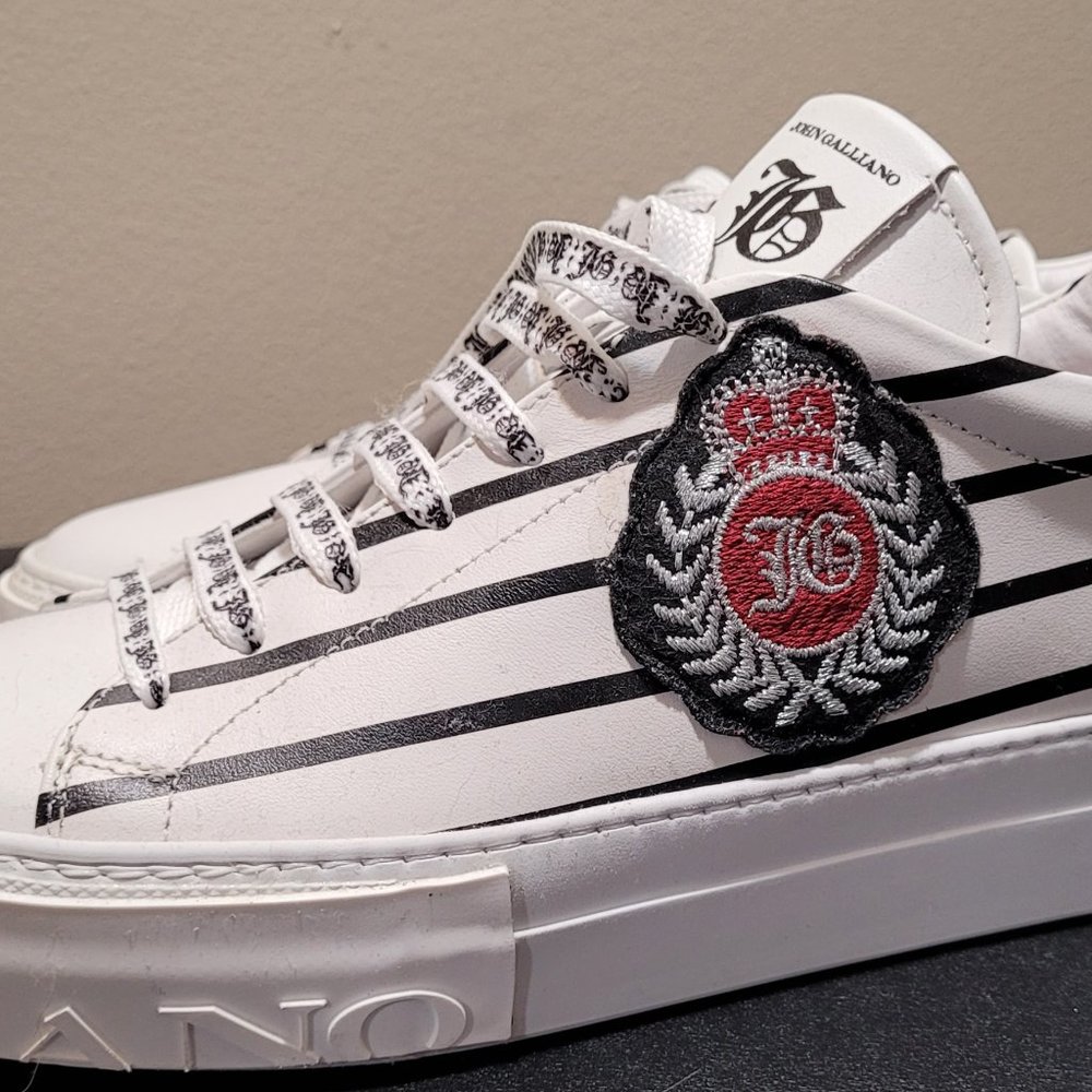 John Galliano Crest Leather Sneaker Womens Size 9